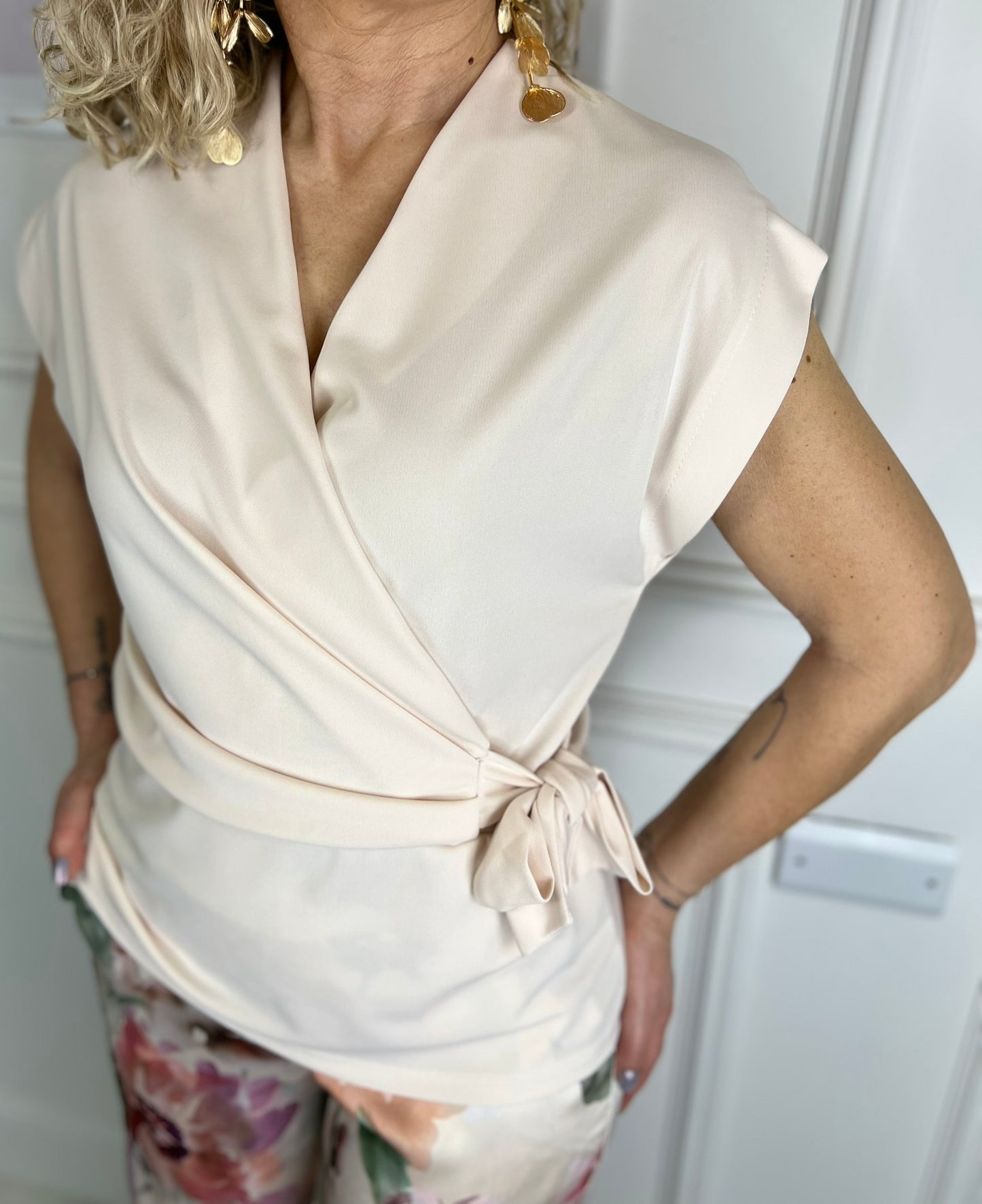 Maglia blusa PORZIA rosa cipria