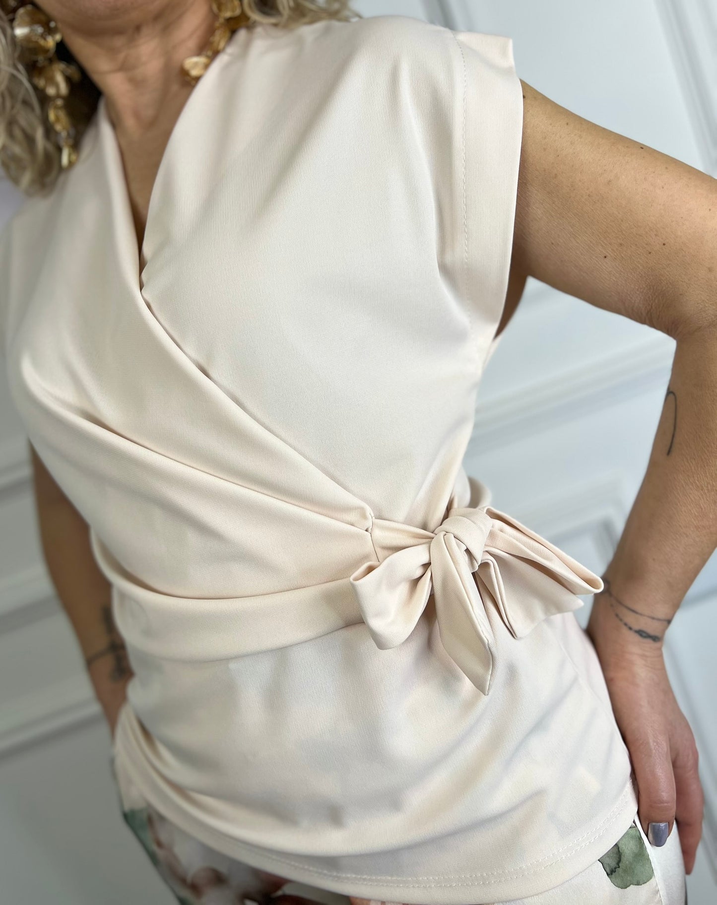 Maglia blusa PORZIA rosa cipria