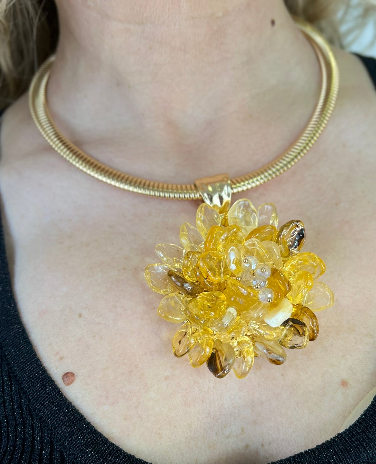 Collana FIORE giallo ambra