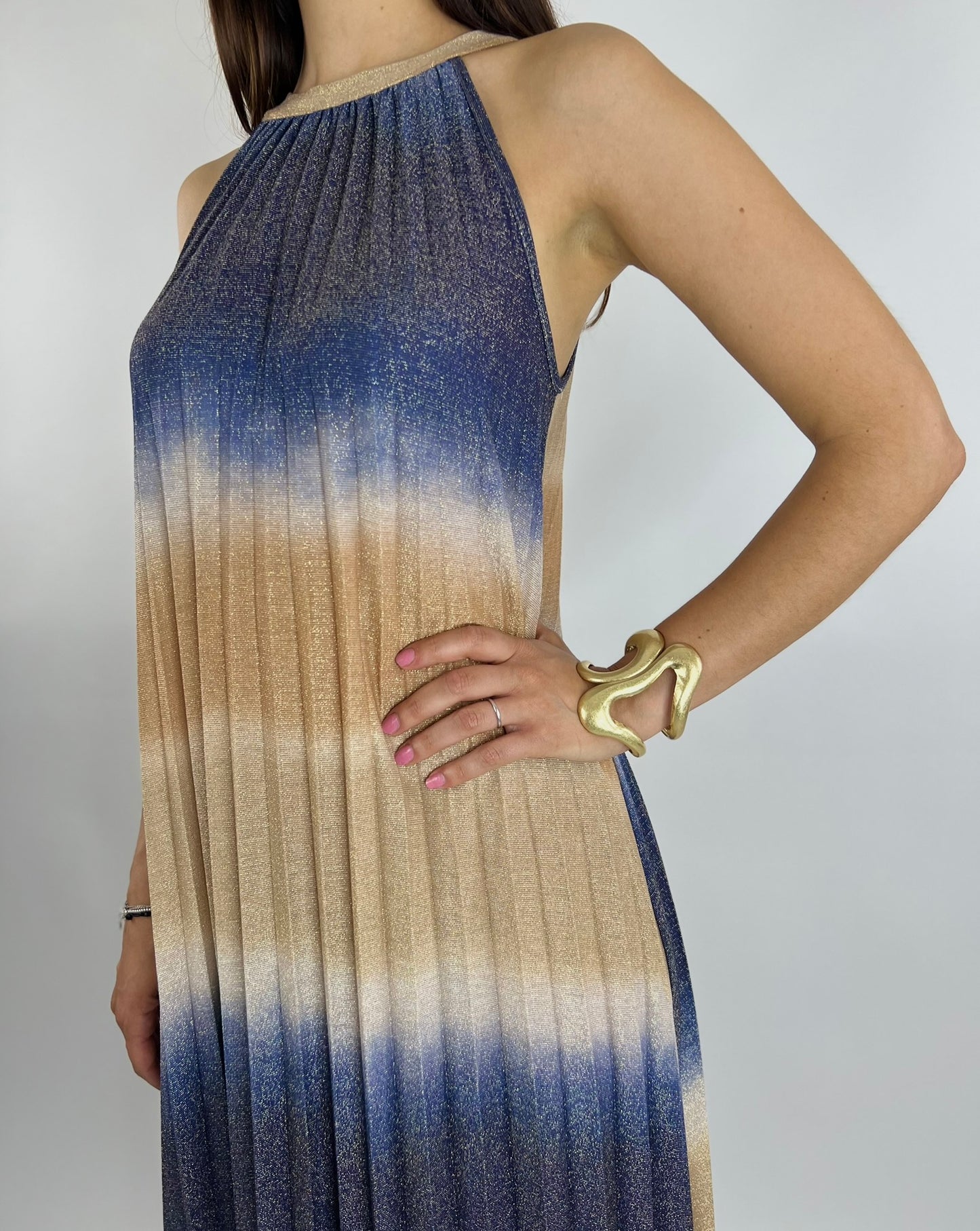Abito GLAMOUR bicolore oro e blu