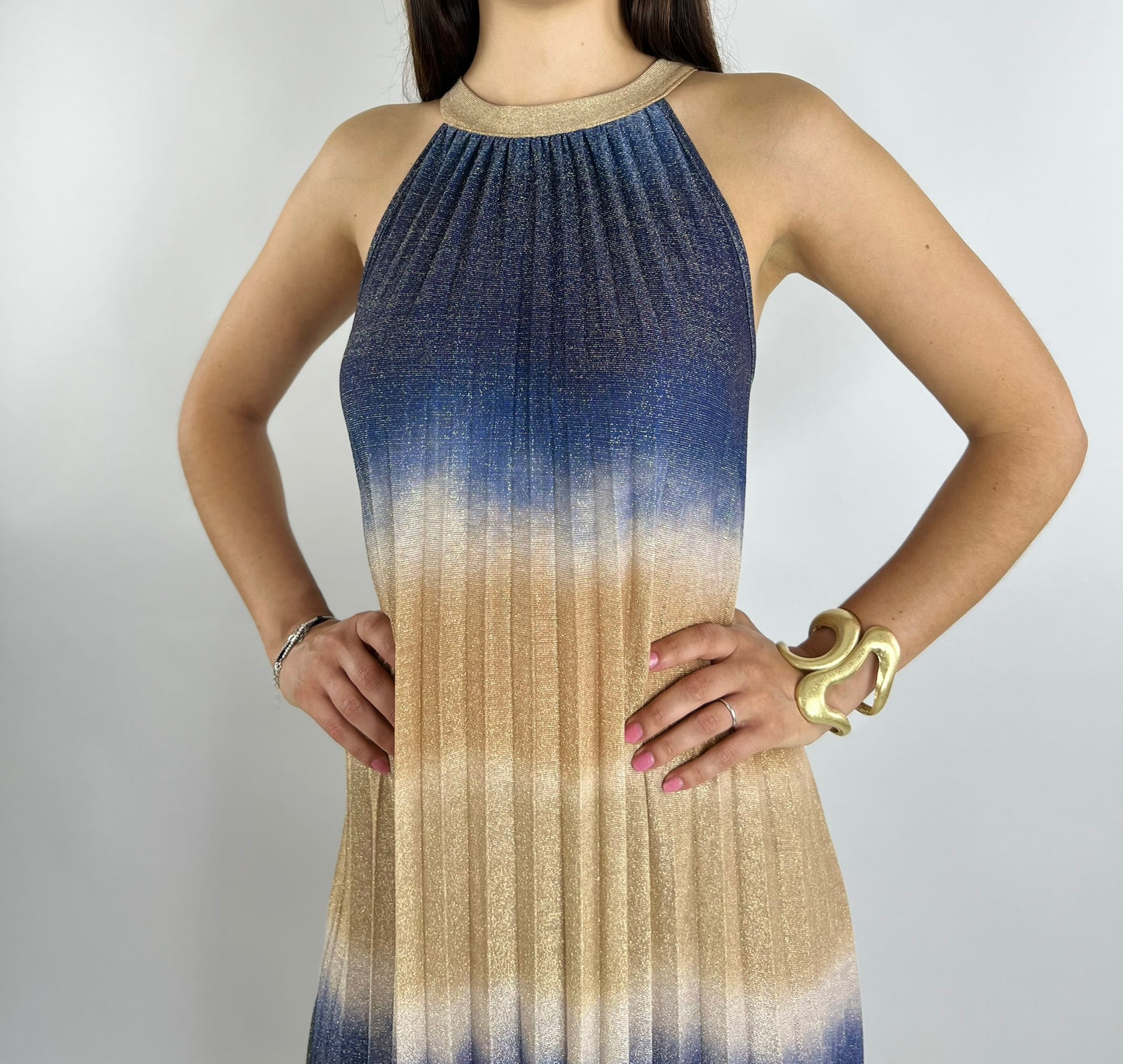 Abito GLAMOUR bicolore oro e blu