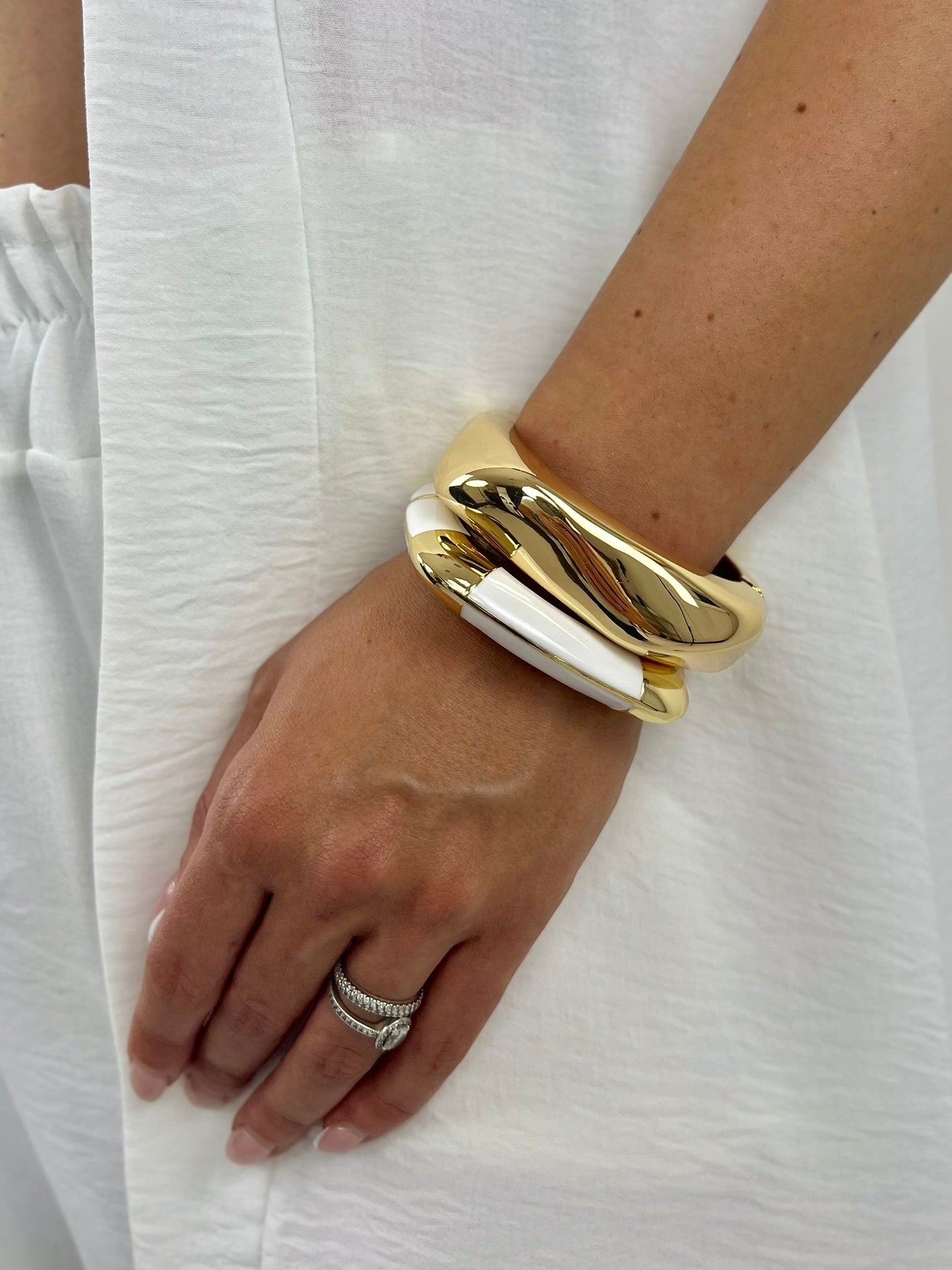 Bracciale QUADRATO oro e bianco