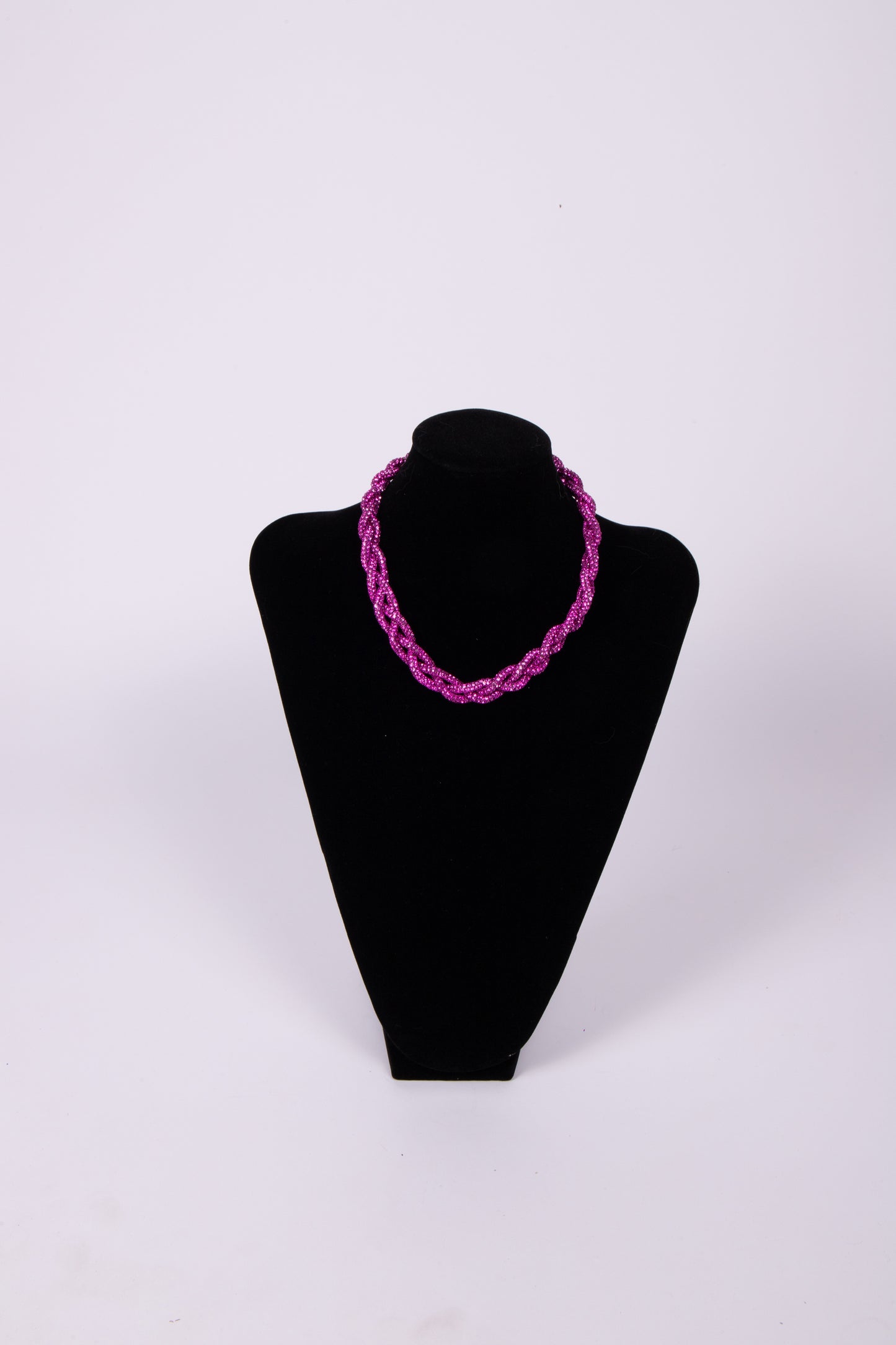 Collana TRECCIA strass Ciclamino