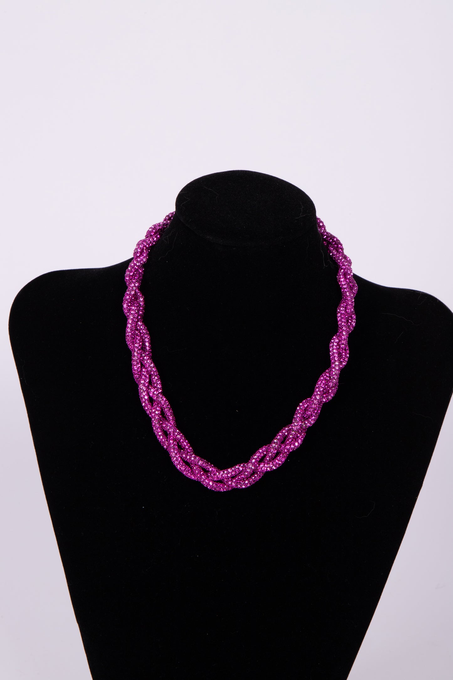 Collana TRECCIA strass Ciclamino