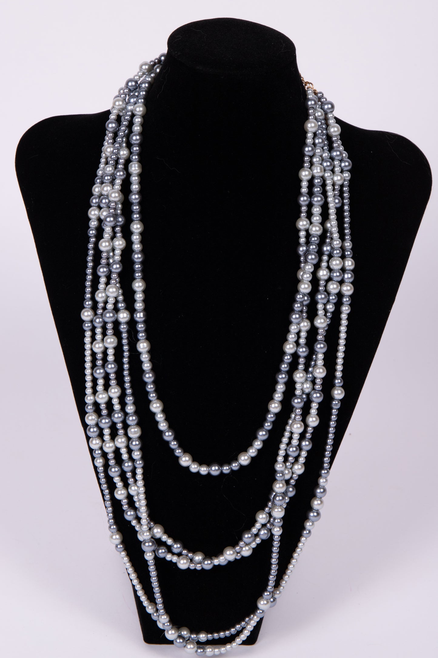 Collana MULTIFILO PERLE GRIGIO