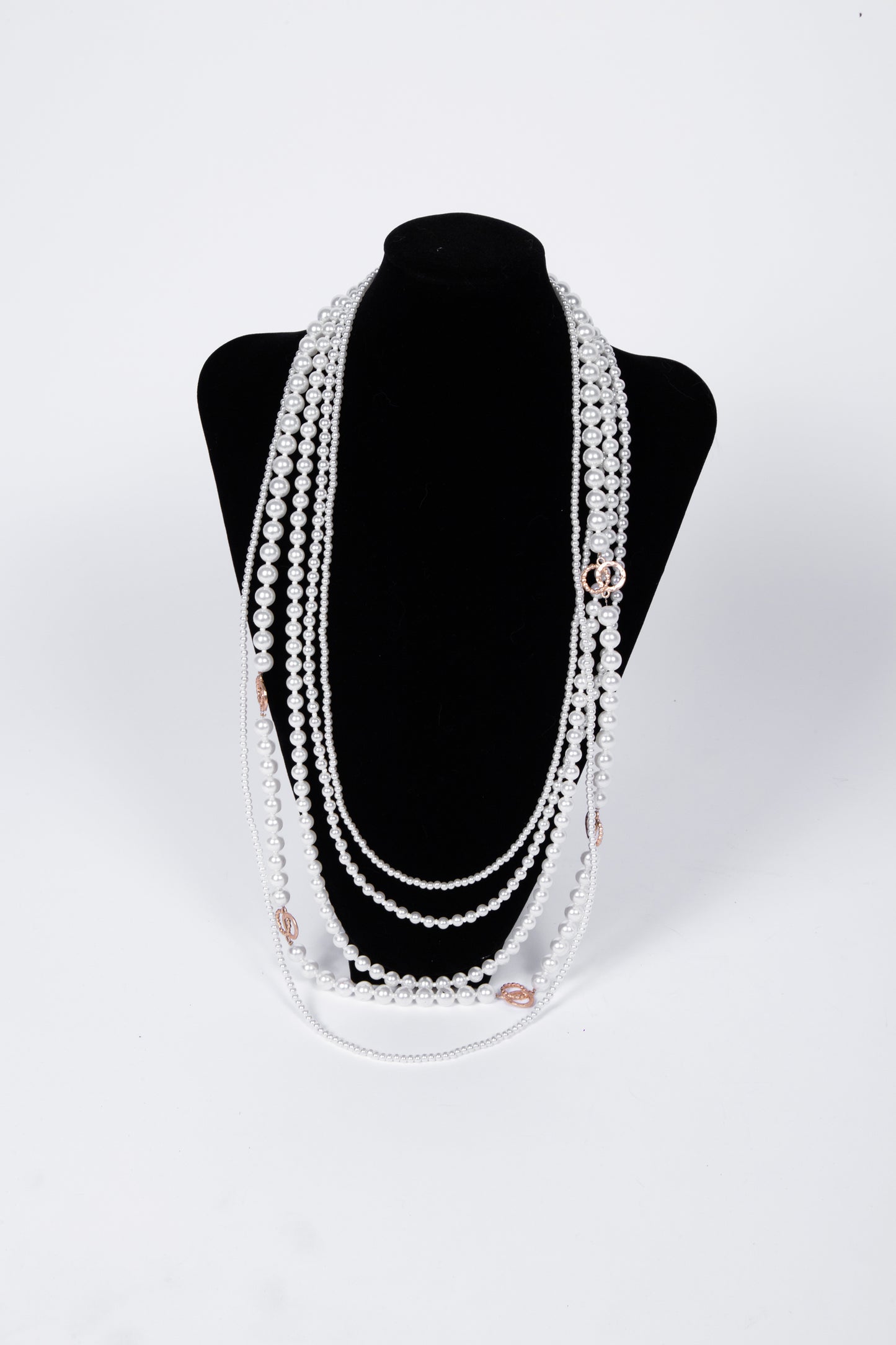 Collana MULTIFILO perle e anelli dorati