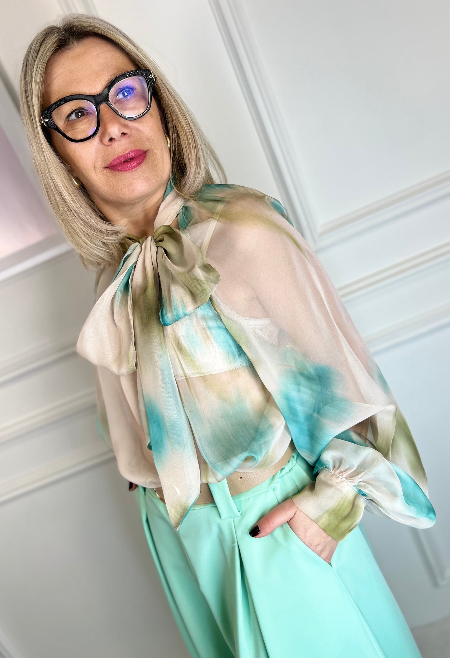 Camicia ZOE verde latte menta