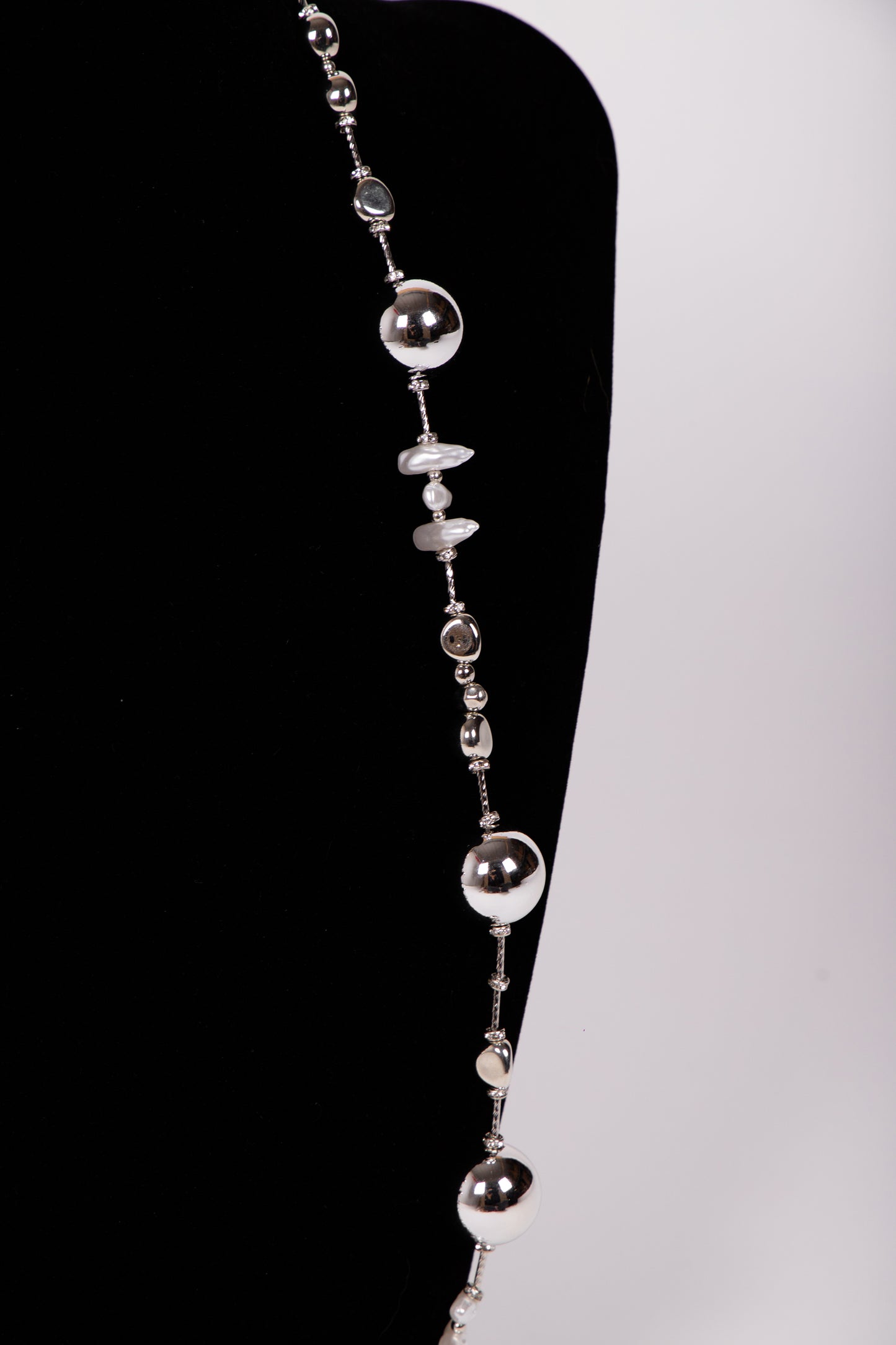 Collana SFERE e MADREPERLA argento