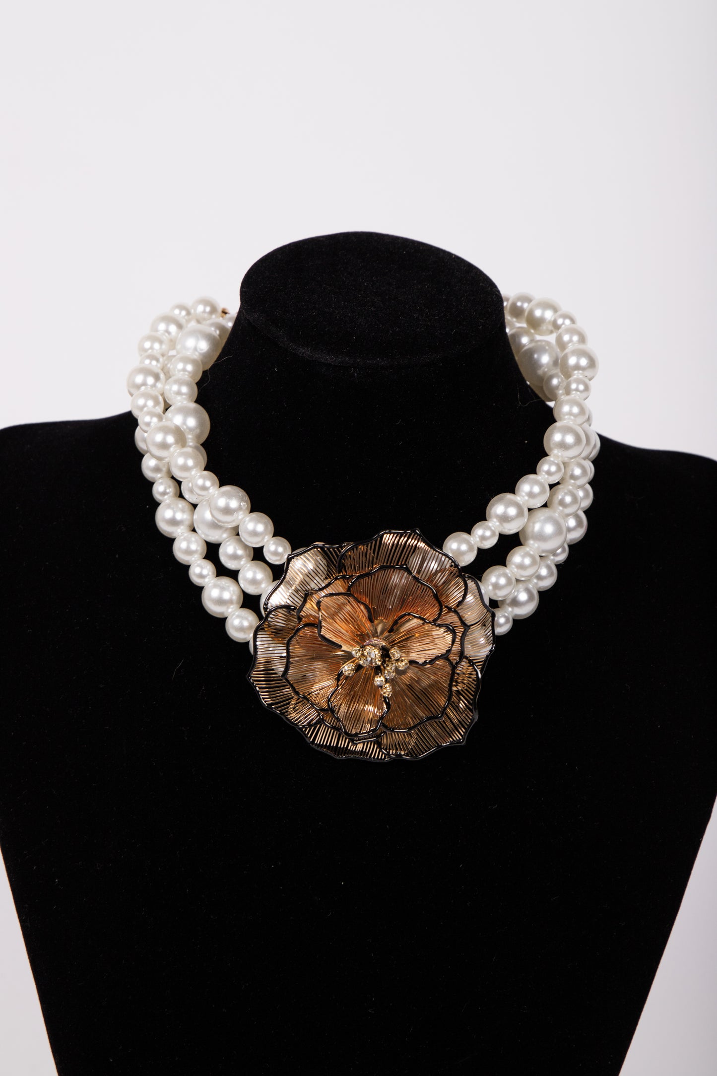 Collana PERLE e FIORE oro rosa