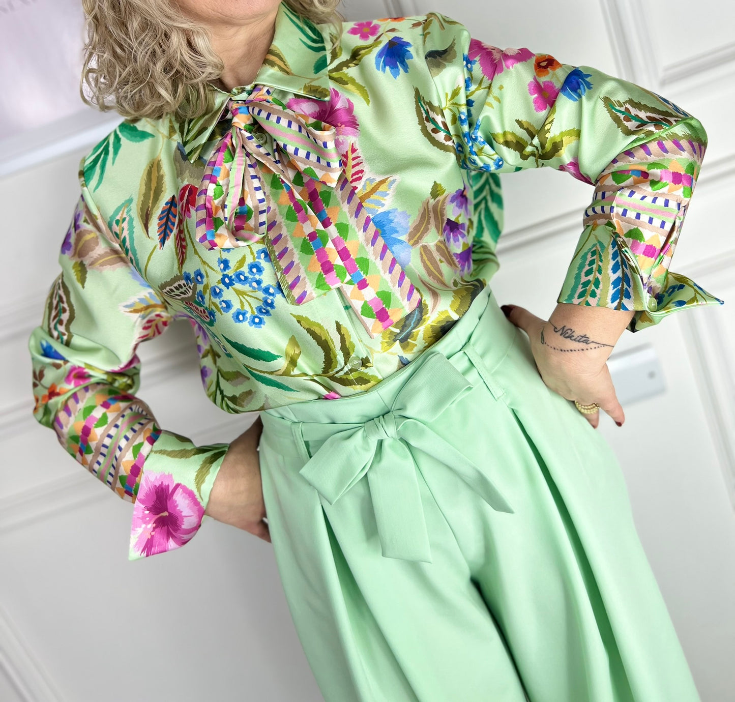 Pantalone ELISA verde latte menta
