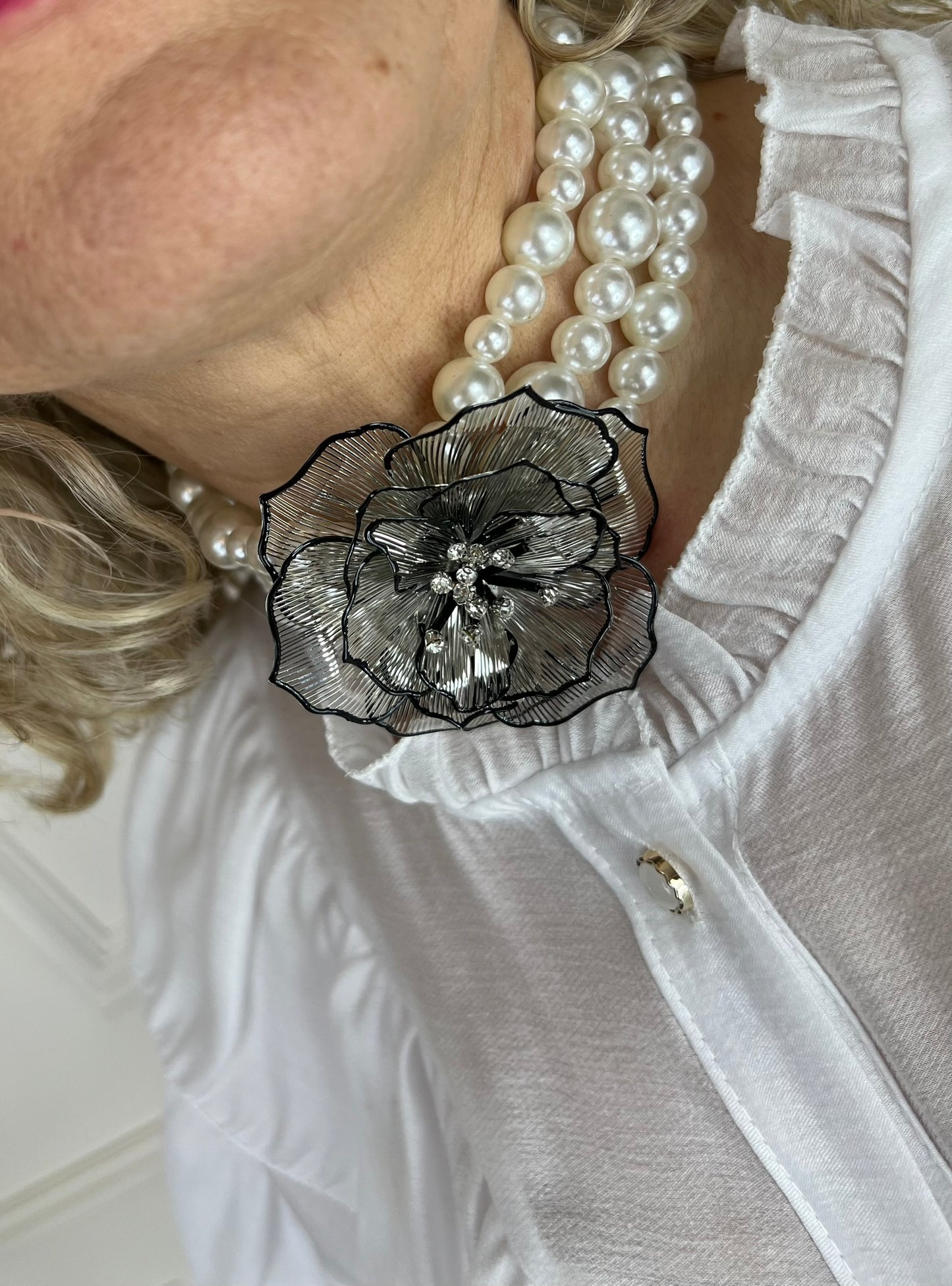 Collana PERLE e FIORE argento