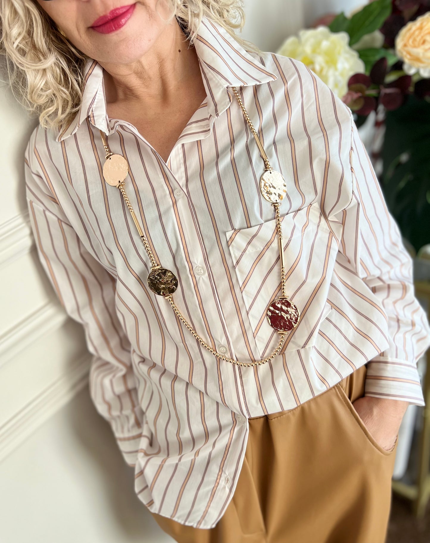 Collana DISCHI martellato oro rosa