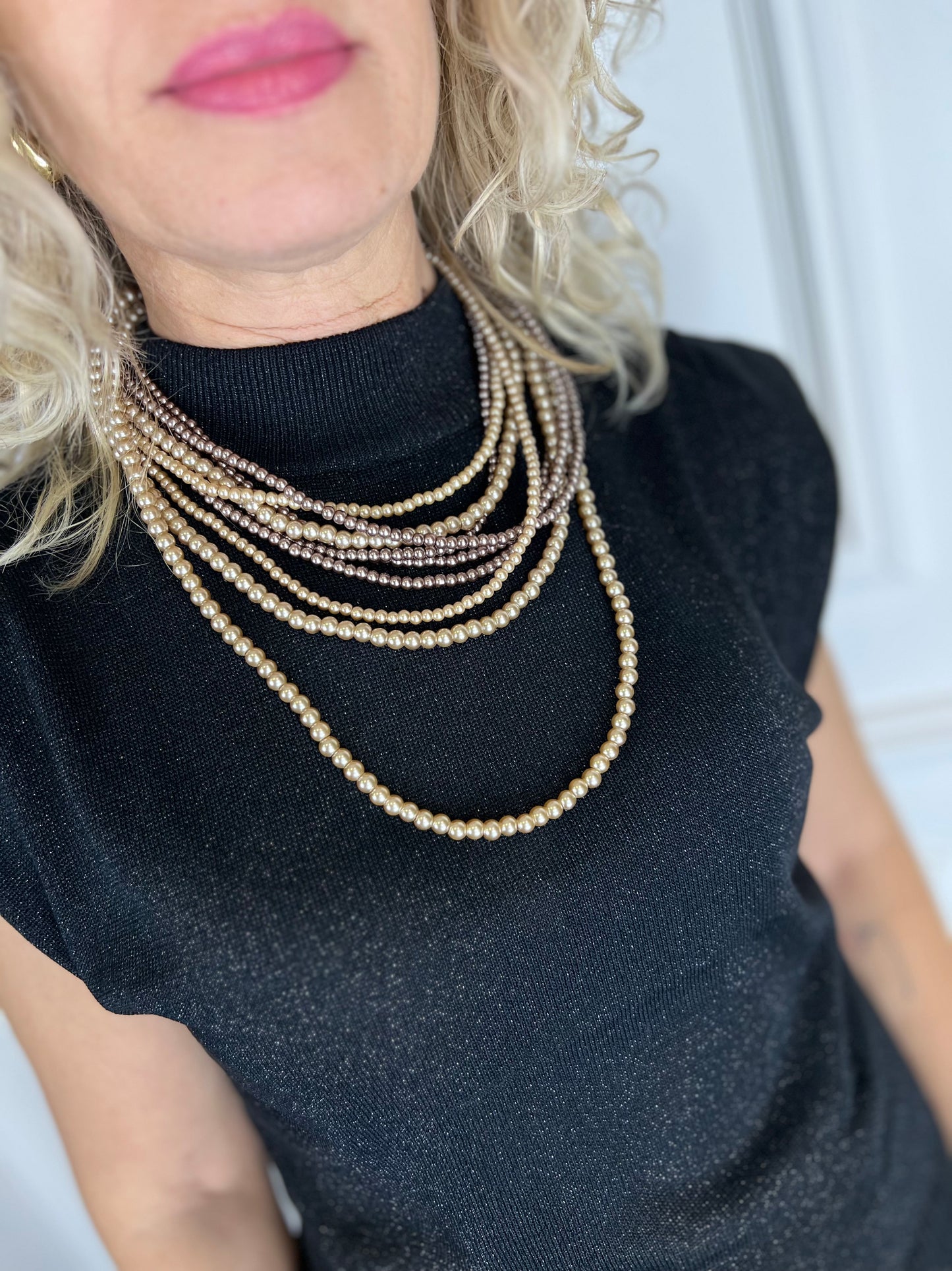 Collana MULTIFILO PERLE BRONZO