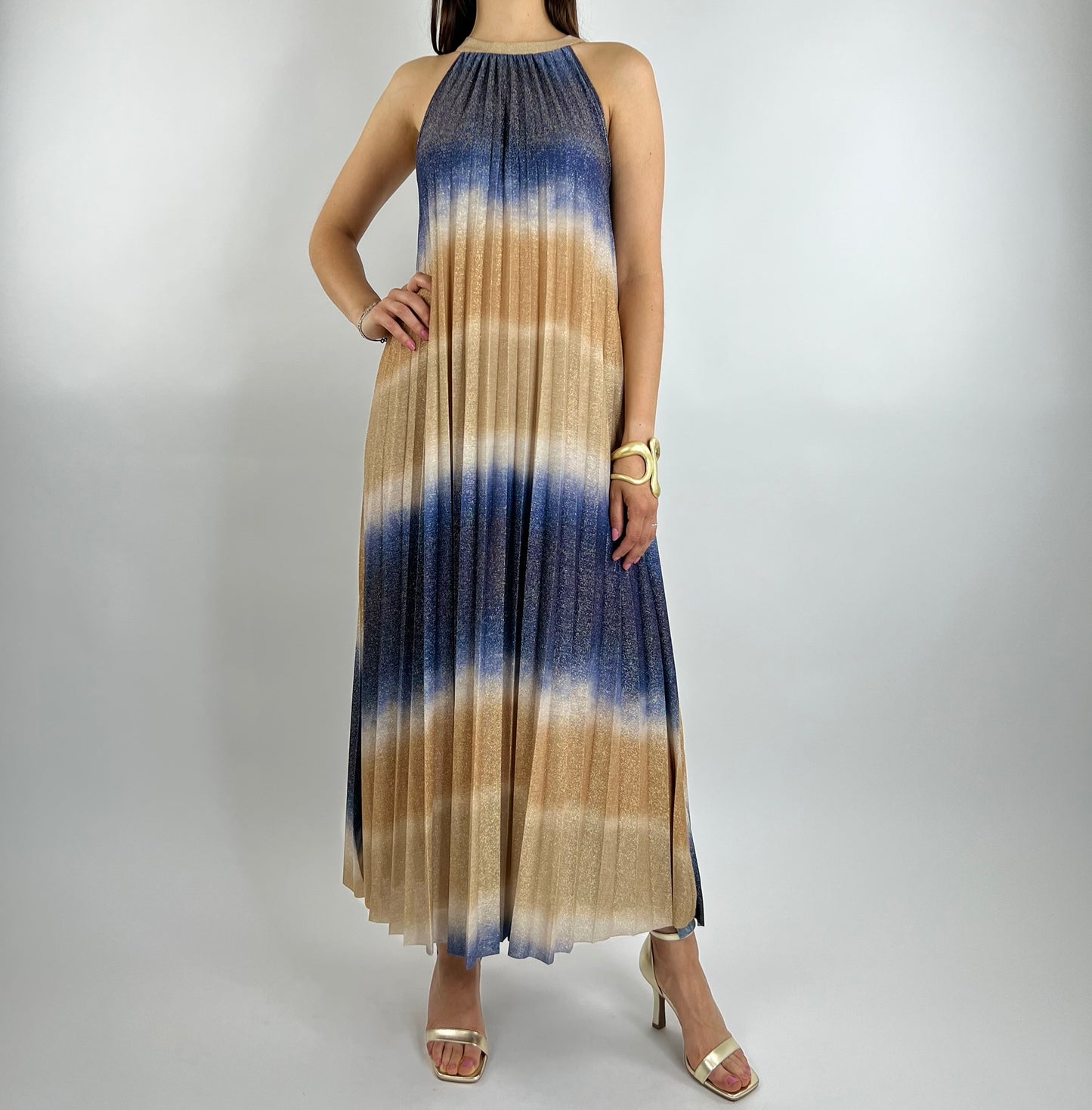 Abito GLAMOUR bicolore oro e blu