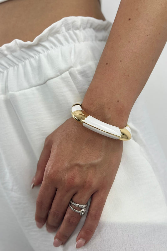 Bracciale QUADRATO oro e bianco
