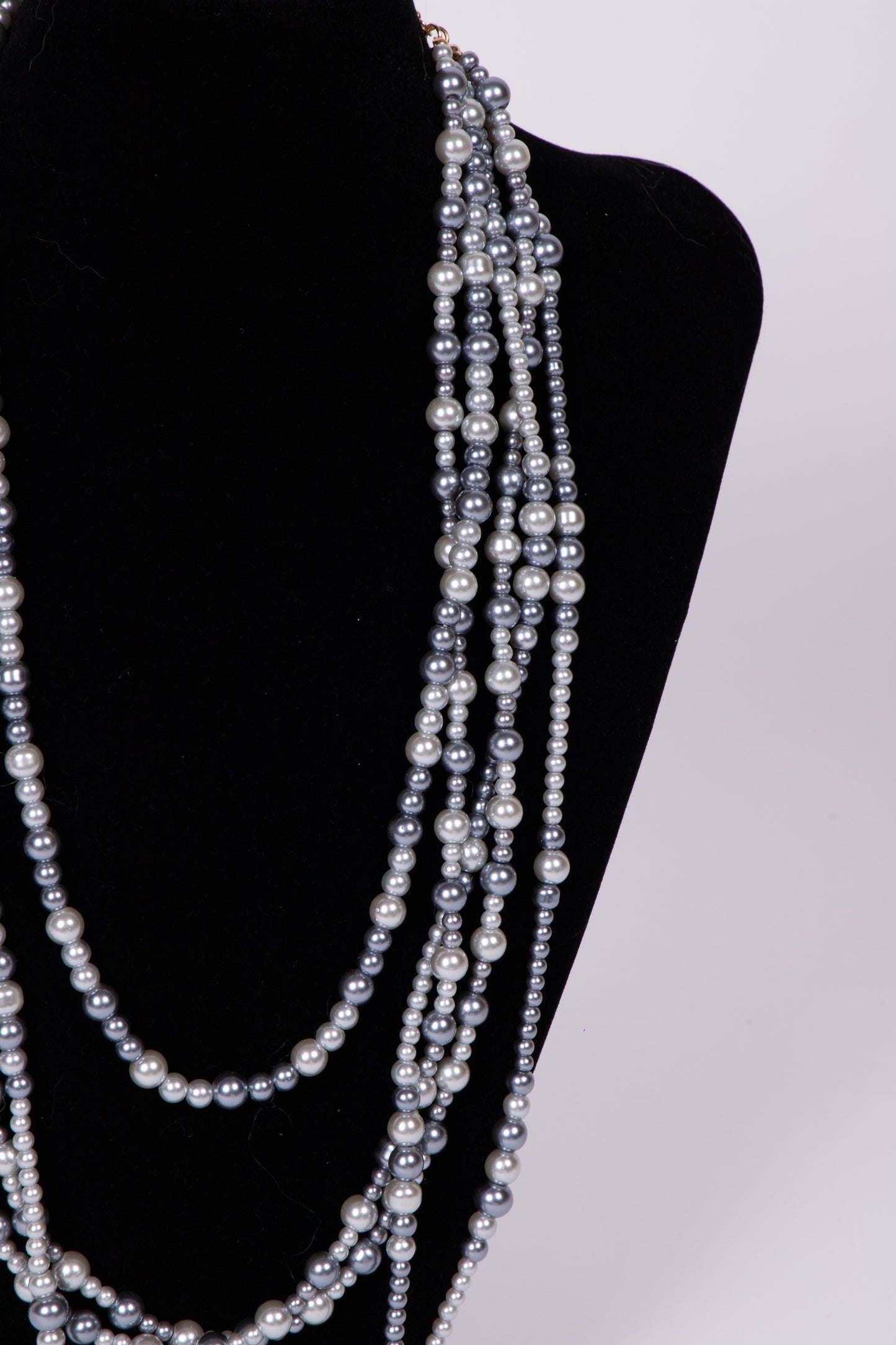 Collana MULTIFILO PERLE GRIGIO