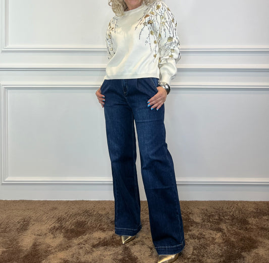 JEANS LUNA modello Wide Leg in  Denim blu