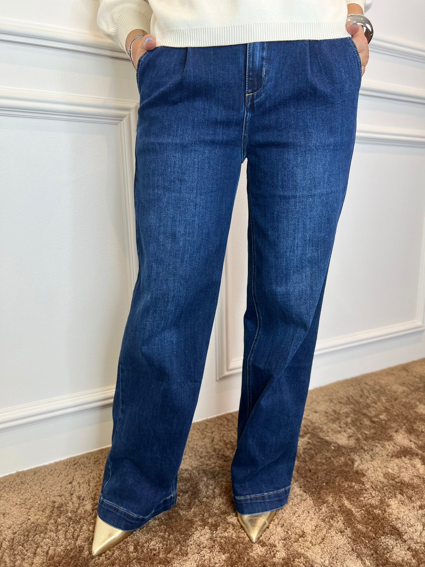 JEANS LUNA modello Wide Leg in  Denim blu