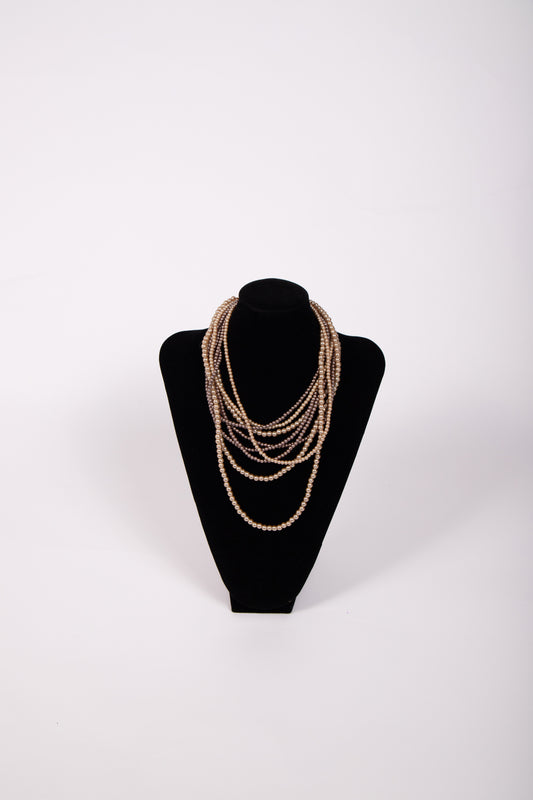 Collana MULTIFILO PERLE BRONZO