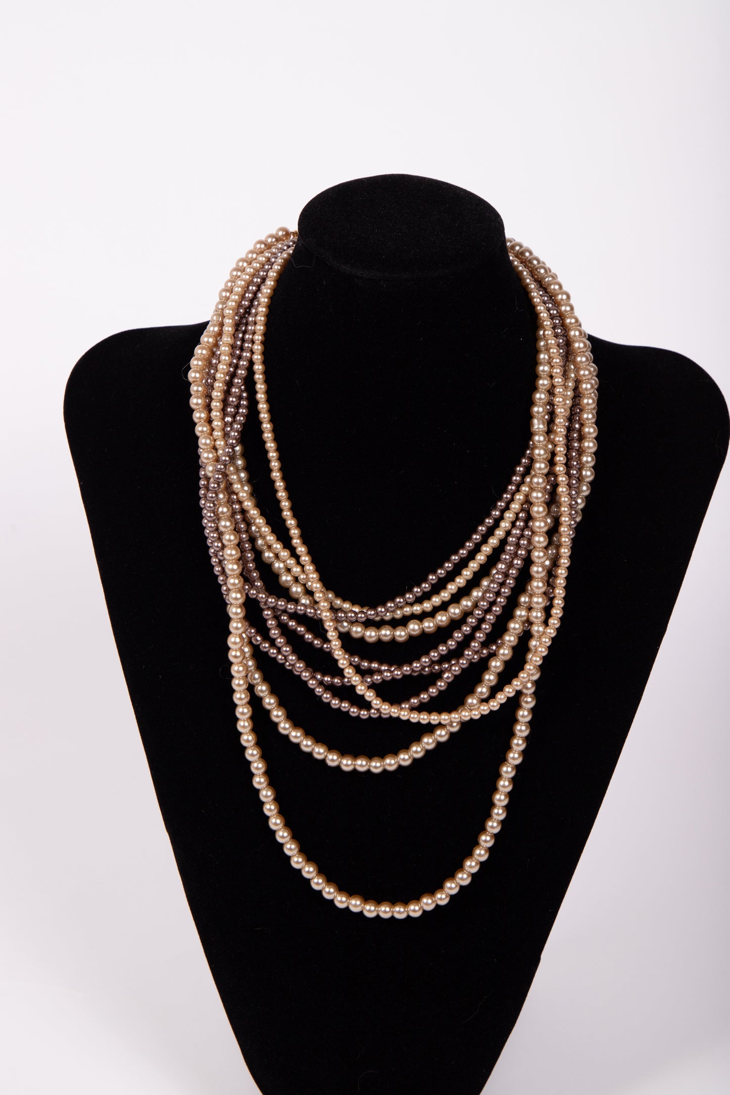 Collana MULTIFILO PERLE BRONZO
