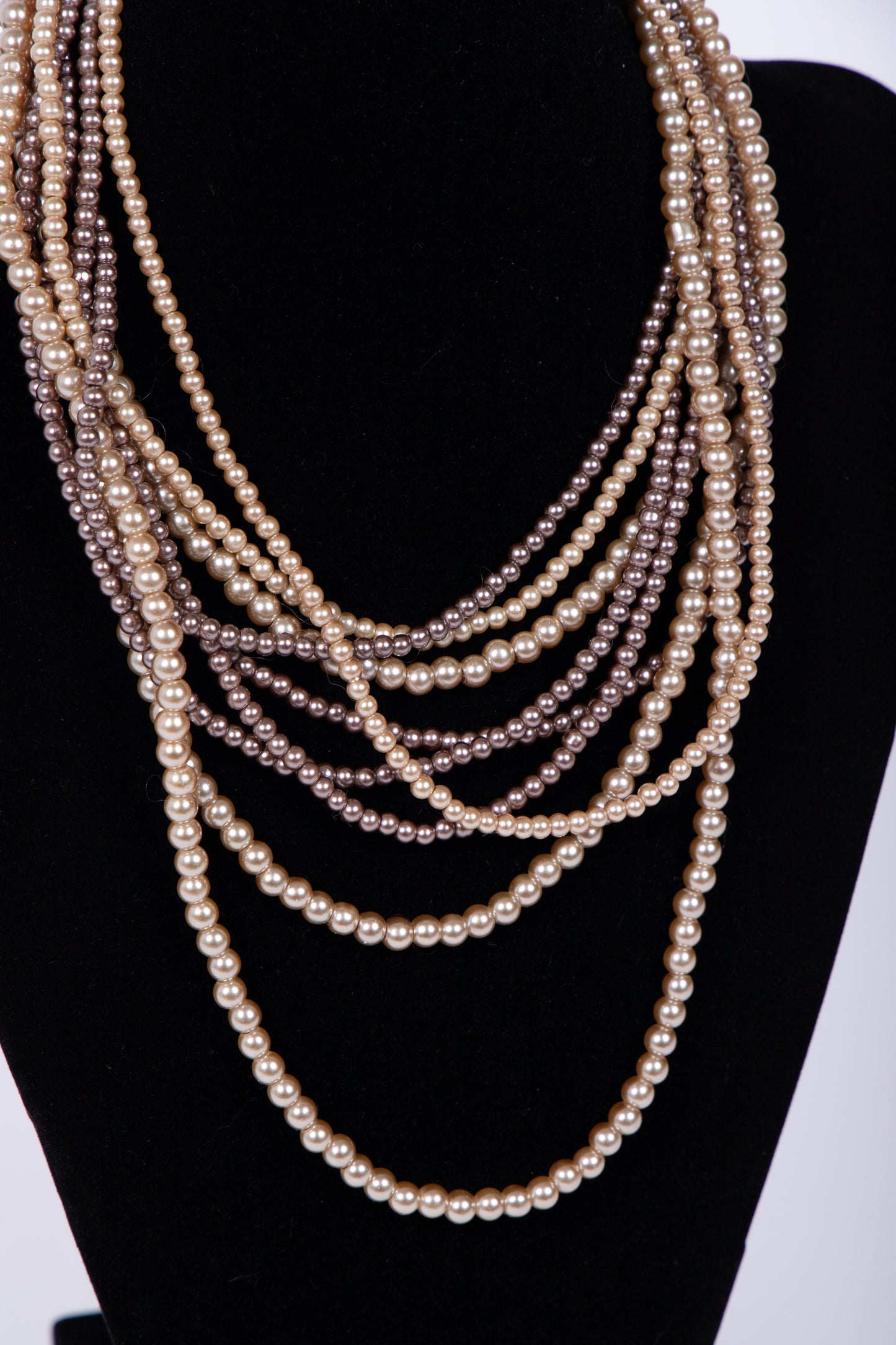 Collana MULTIFILO PERLE BRONZO