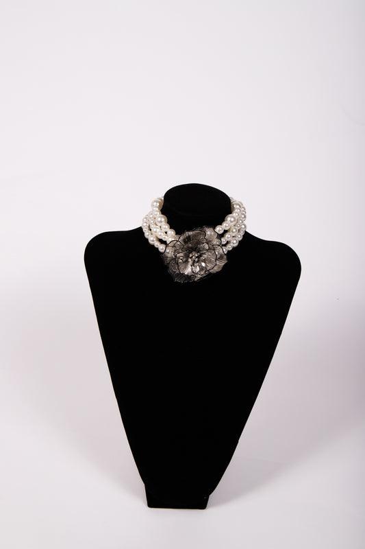 Collana PERLE e FIORE argento
